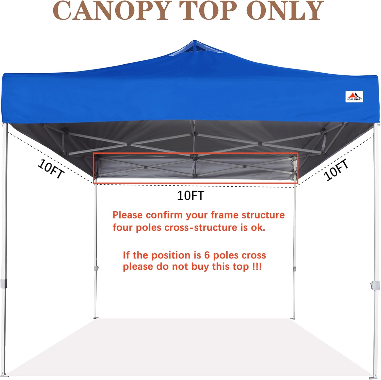 SCOCANOPY Commercial 10x10 Pop Up Canopy Replacement Cover Top with Air Vent,Canopy Cover ONLY, (Royal Blue)