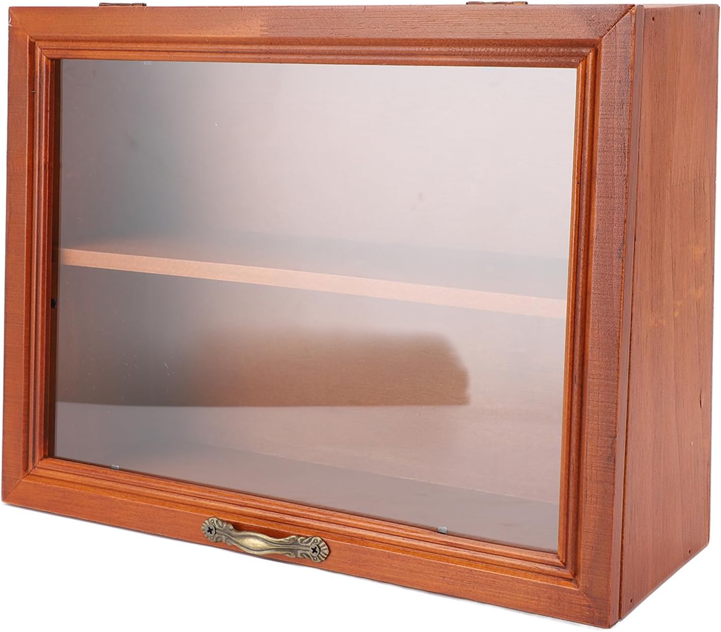 Minifigure Display Case, Wood Display Cabinet, Building Block Toy Desktop Organizer Showcase for Small Miniature Collectibles Cosmetics, 11.8x4.3x9.1in