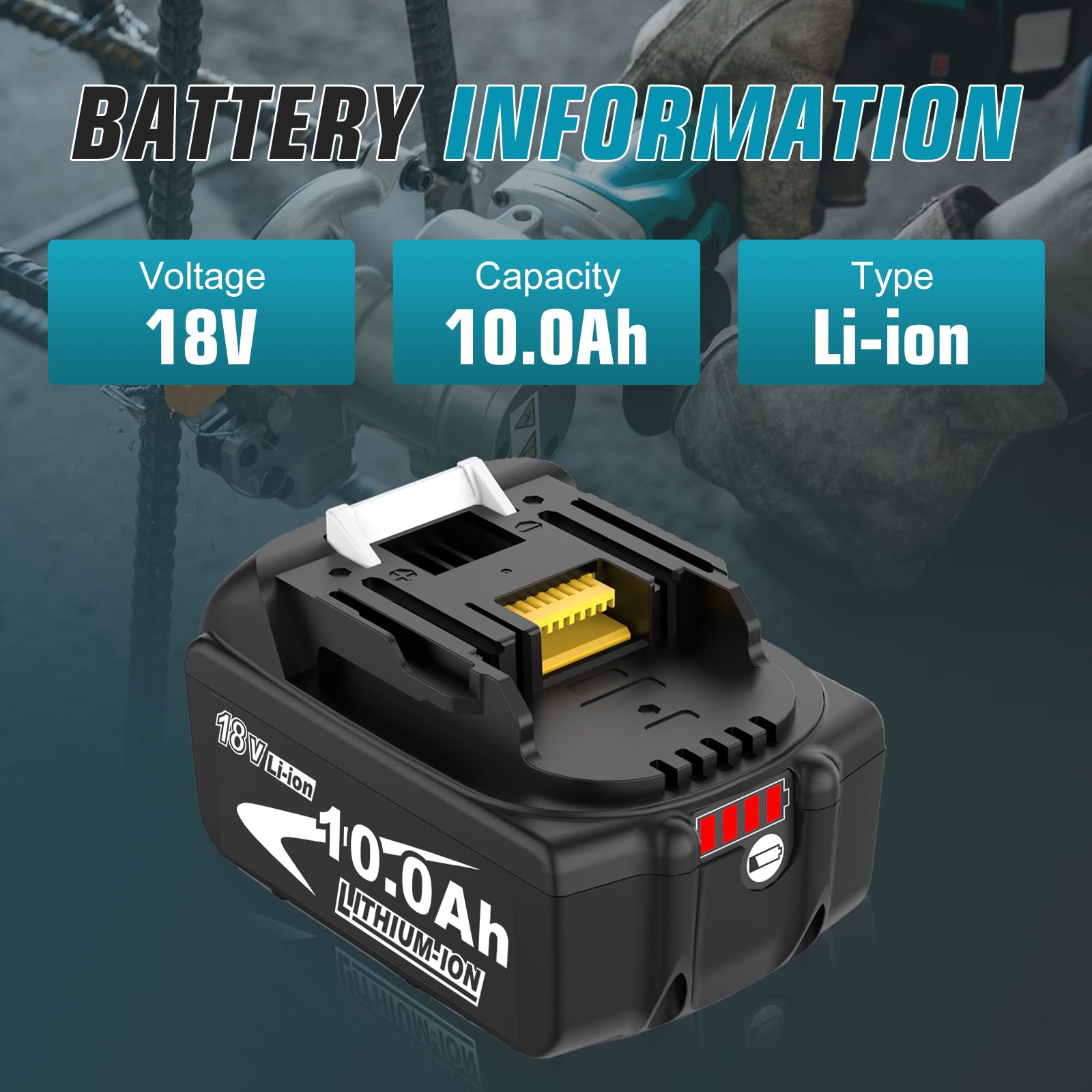 4 x 10000 mAh/10,0 Ah Compatible avec Les Batteries pour Makita 18V BL1850 BL1860 BL1840 BL1830 avec Affichage LED