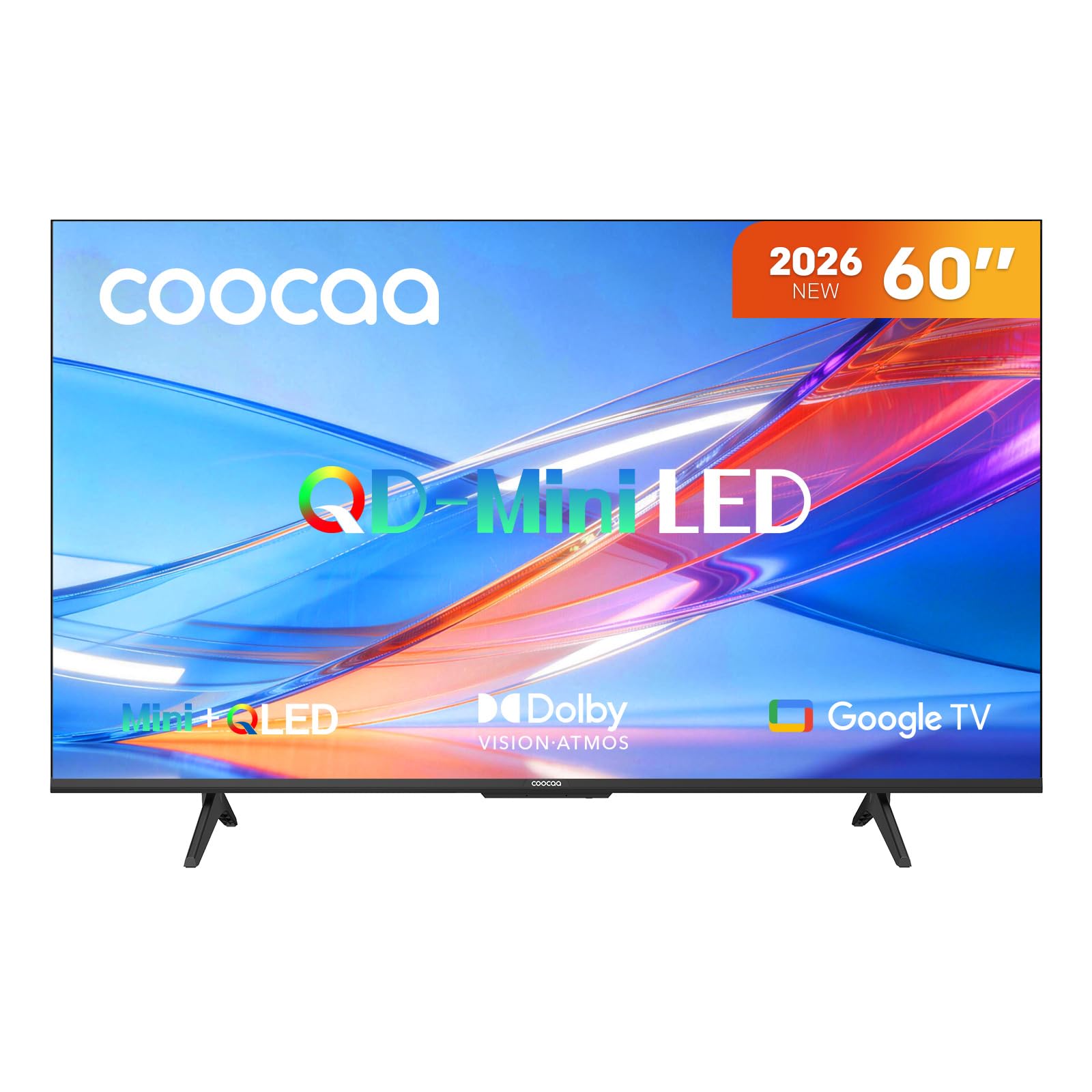 coocaa 60 Zoll Fernseher QD-Mini LED TV, 4K Smart TV mit Google TV, HDR10+, Dolby Vision&Atmos, Local Dimming, MEMC Bewegungsglättung, S AI Prozessor, Triple Tuner DVB-T2/C/S2, 60CGNH70Z (2026)