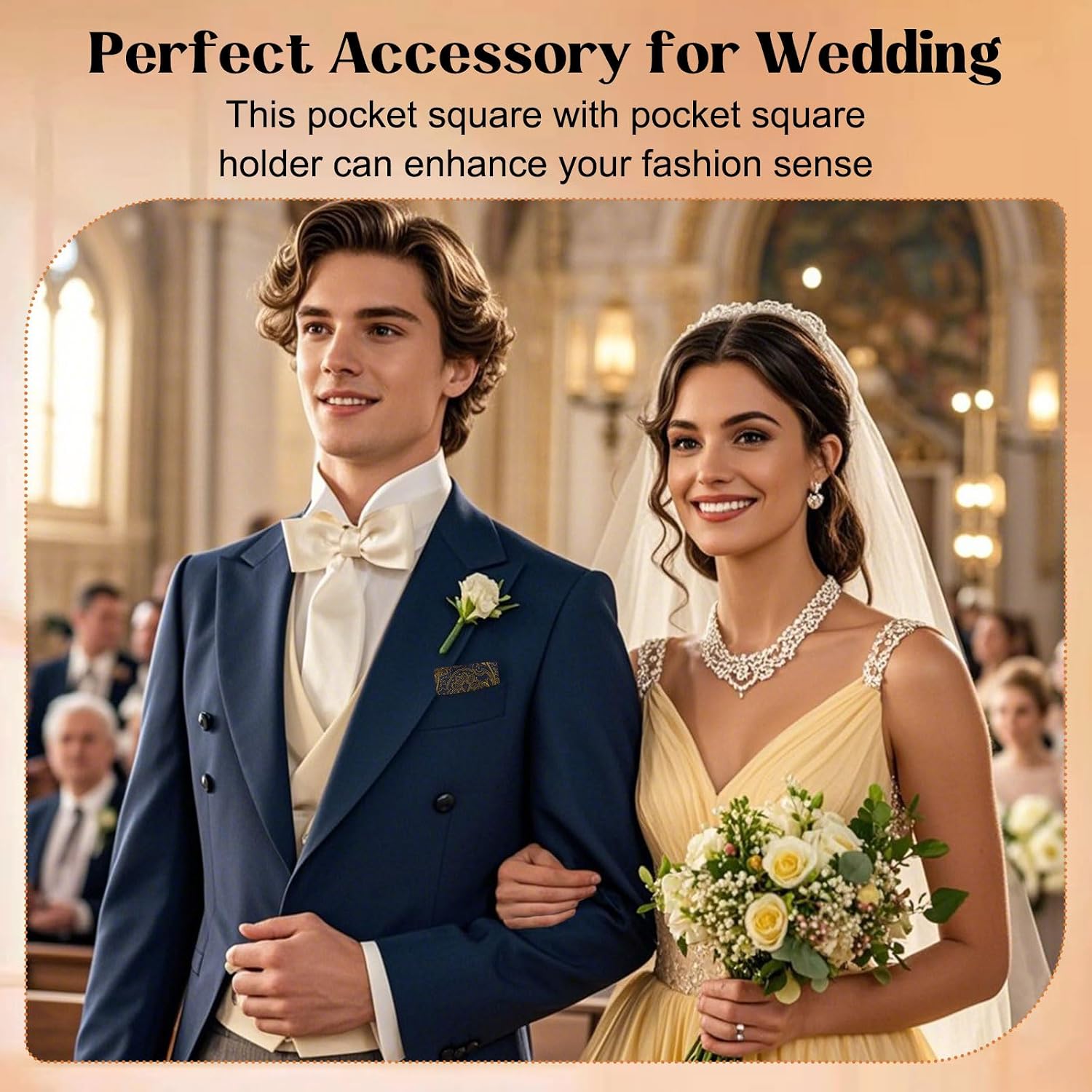 Paisley Pocket Squares for Men with Holder Wedding Handkerchief image 5