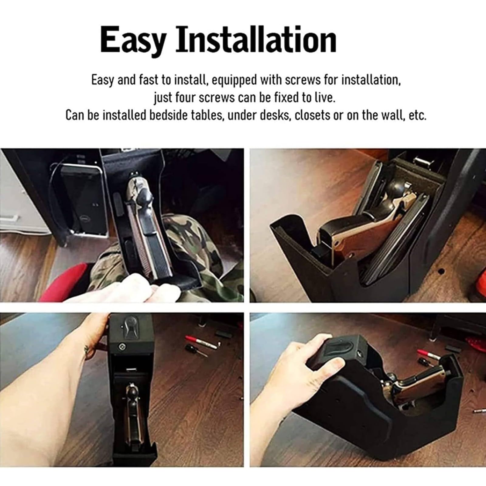 Caja Fuerte para Pistola con Huellas Dactilares, Teclado Digital y Llave, Gabinete de Acero