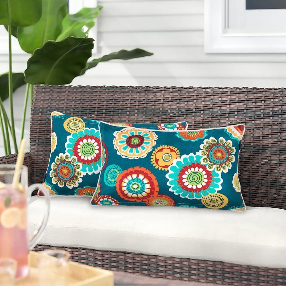 Magpie Fabrics Pack of 2 Outdoor Lumbar Pillow Case Covers 12