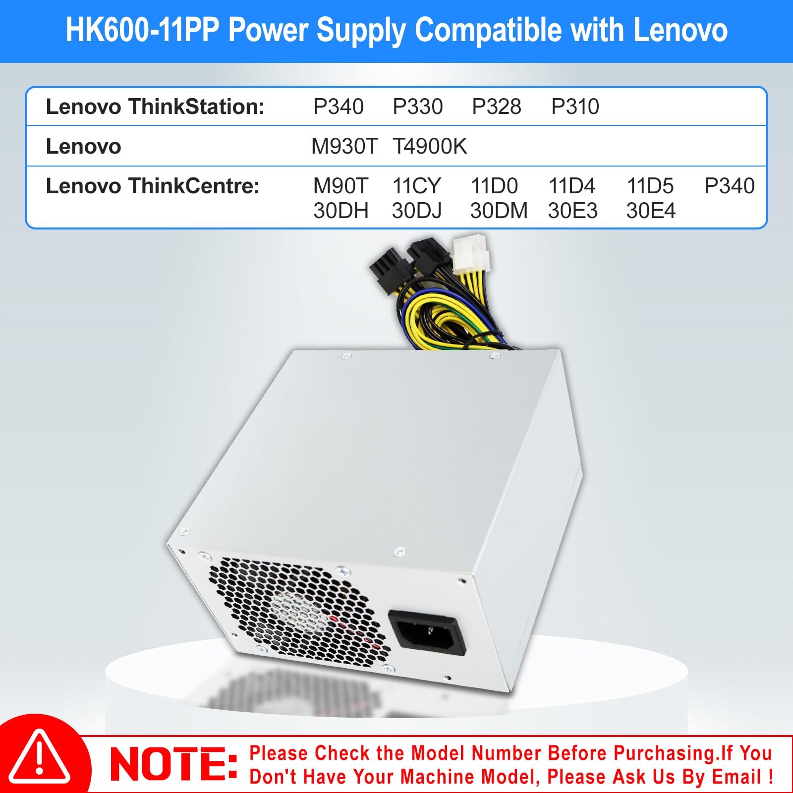 Actualizado 500 W HK600-11PP Compatible con Lenovo P330, P340, P350, P328, P310, M930T, T4900K, PCK010, FSK010, 5P50V03181, 5P50V03218, SP50H29598 y FSP600-60AGPAA. Fuente de alimentación conmutada.