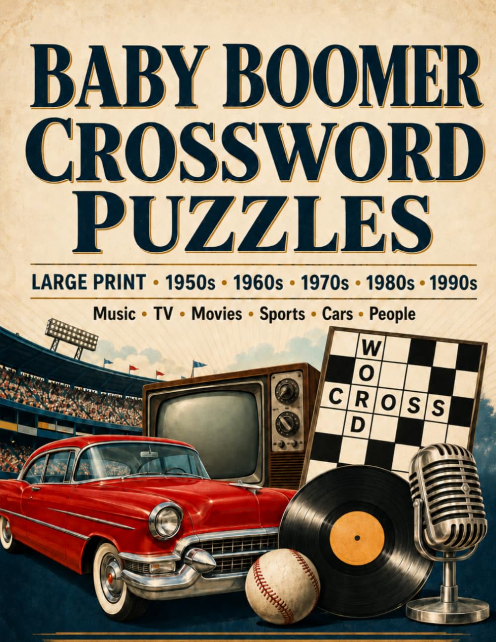 Baby Boomer Crossword Puzzles: Large Print - 1950s, 1960s, 1970s, 1980s & 1990s , Music, TV, Movies, Sports, Cars and People