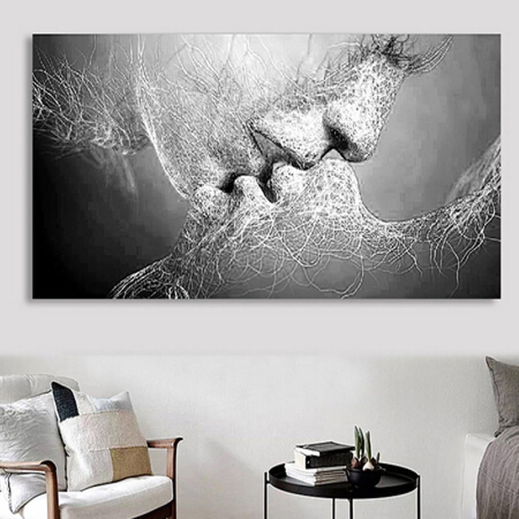 Iumer Wall Decor Black & White Love Kiss Abstract Art Painting Wall Art Picture Print Home Decor