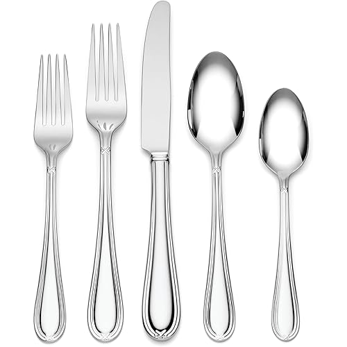Lenox Ashbridge 80-Piece Flatware Set, 12.55, Metallic