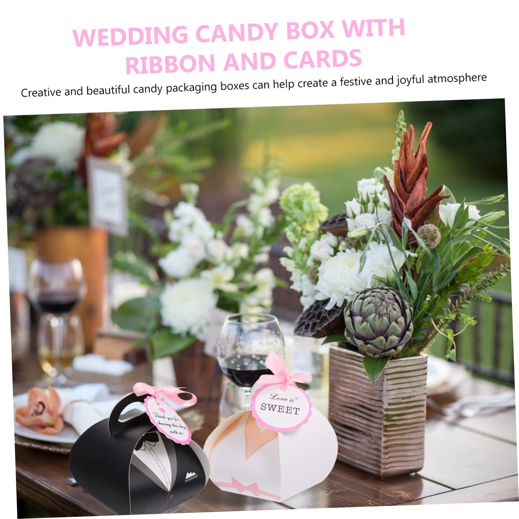 Caja de Dulces para Boda de Papel 100 Piezas 6,5x6,5x8 Cm