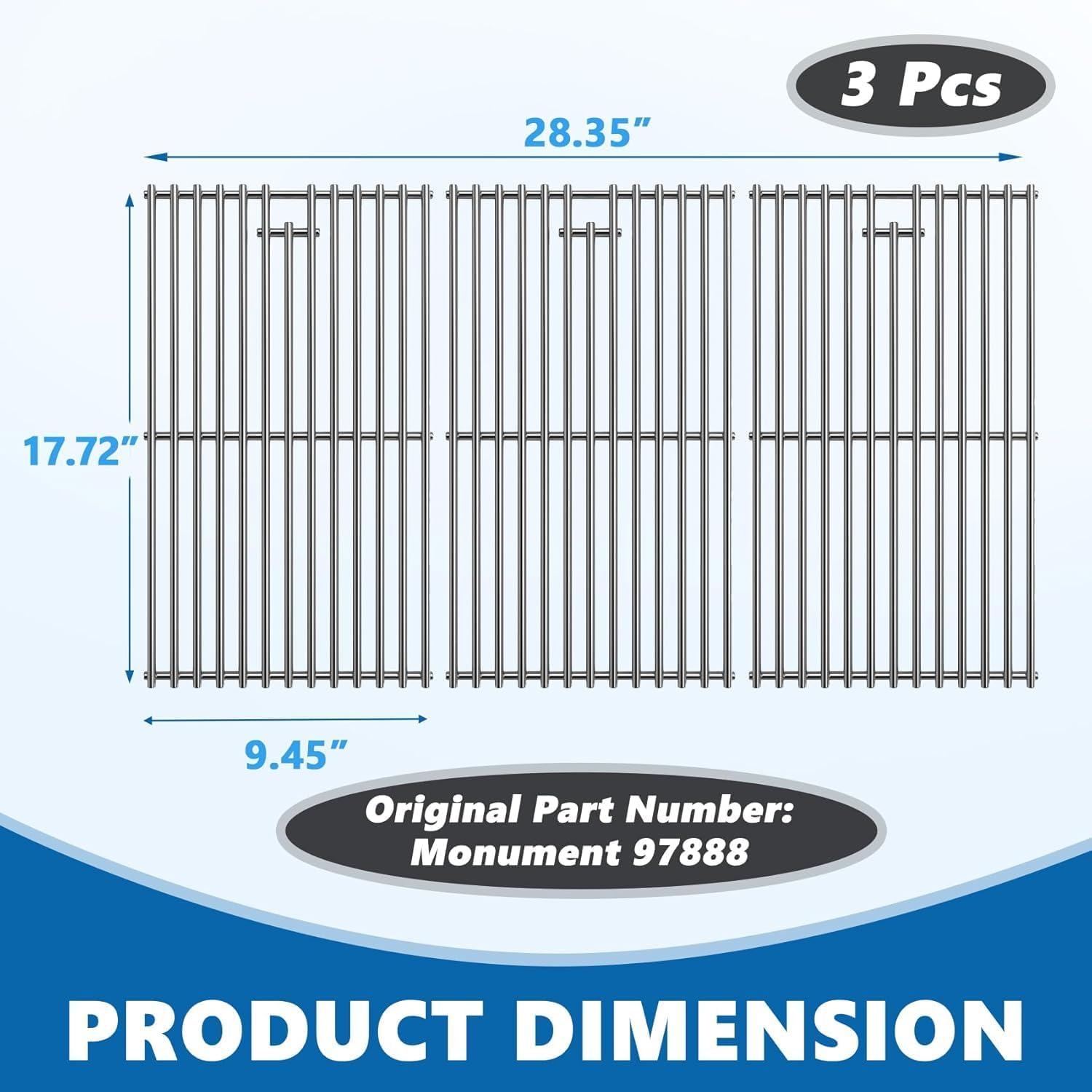 SafBbcue Grill Parts for Monument Grill 35633 41847NG 24367 24633 17842, 97888 Cooking Grids, D010012307 Flame Tamers, A0212926 Burners and Igniters for Monument 4-Burner Grill Replacement Parts