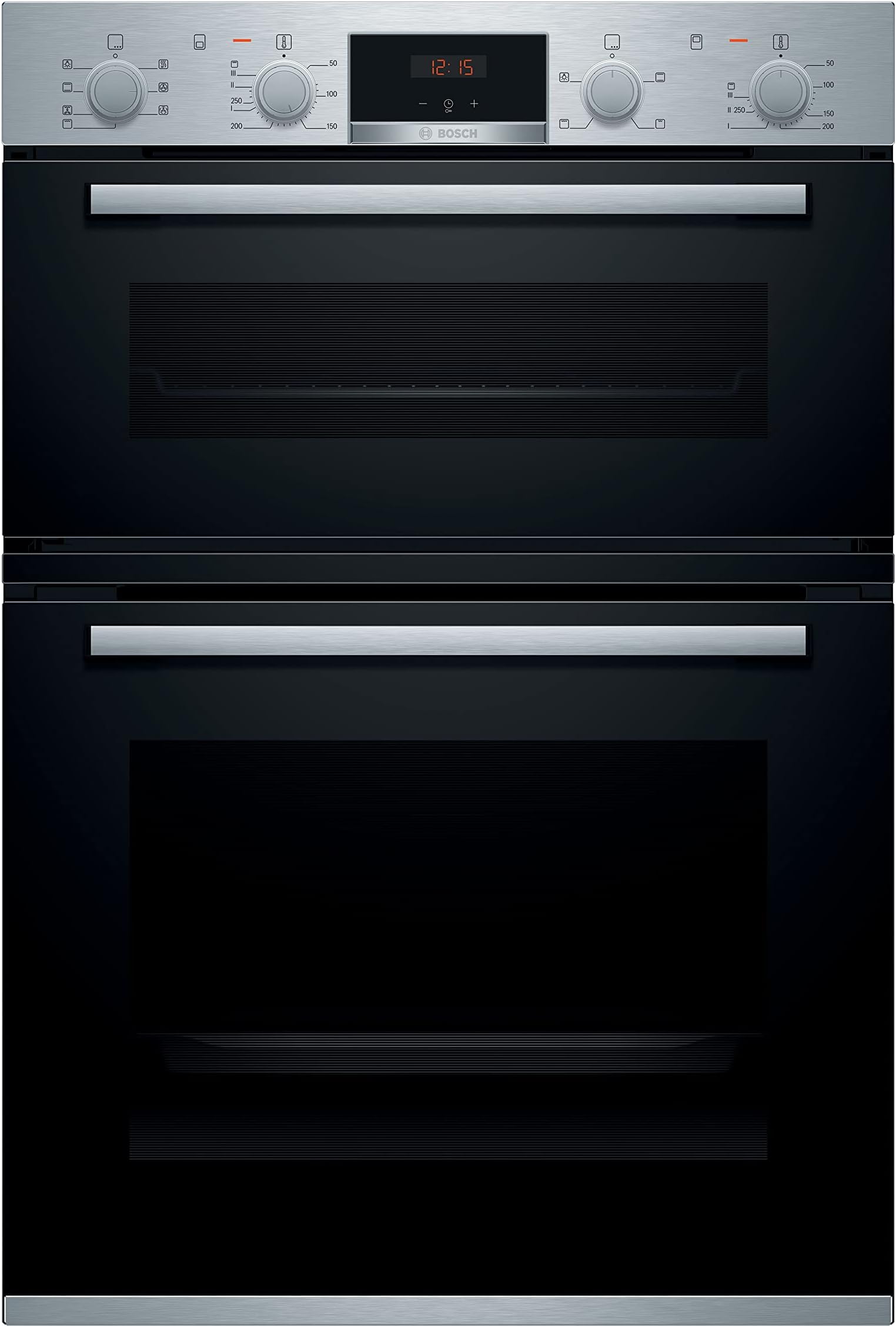 Bosch Home & Kitchen Appliances Bosch MBS533BS0B Serie 4 Built-in Double Oven with EcoClean Direct, 3D Hotair, LED display and 2 Universal Slimline Pans, Stainless steel