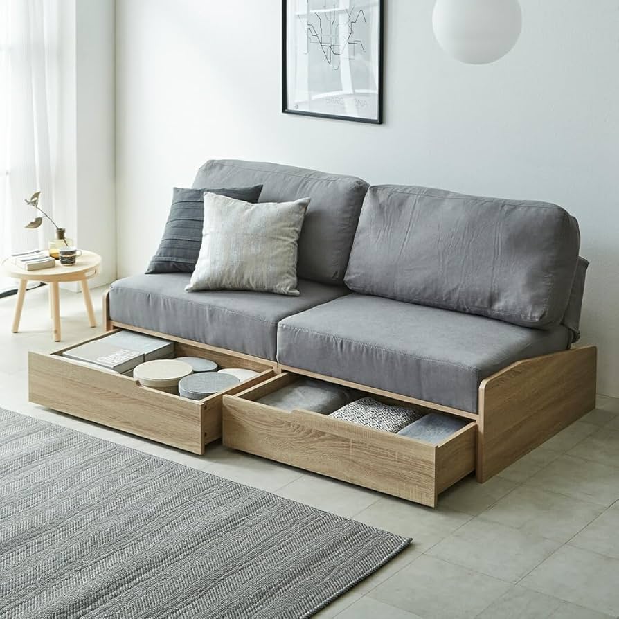 Amazon｜ネルコンシェルジュ 引き出し付きソファベッド 2人掛け 180cm