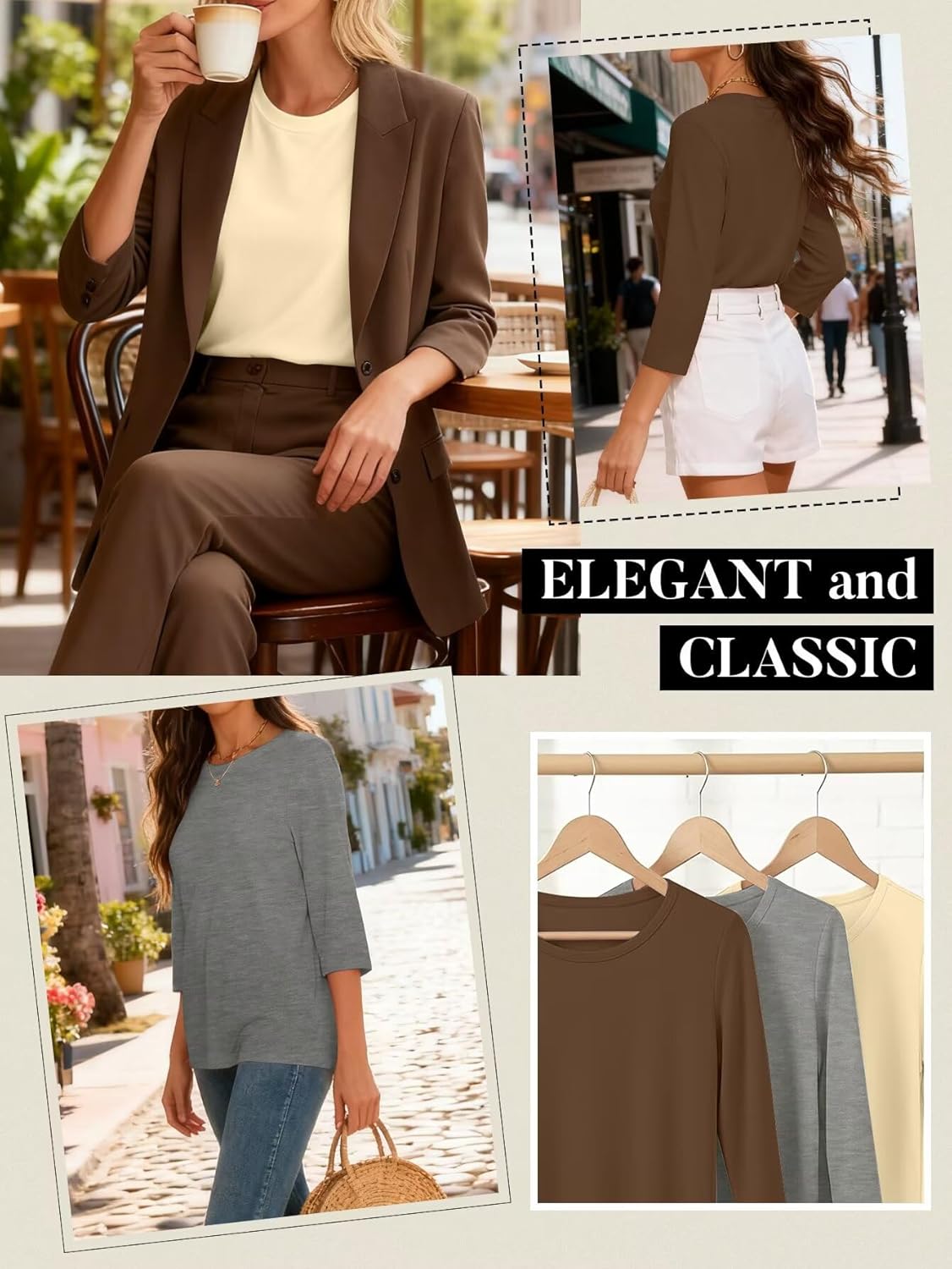 Bliwov 3 Pack 3/4 Sleeve Tops for Women Crewneck Basics Casual Work Tees Spring Summer Trendy T Shirts 2026 Clothes Blouses - Image 5