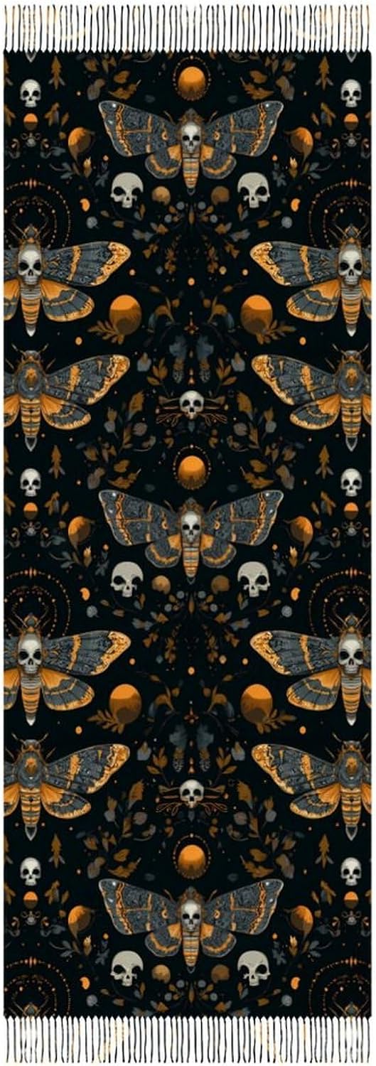 Death Moth And Flower Print Scarf Fashion Scarves Long Shawl Warm Wraps for Women Men