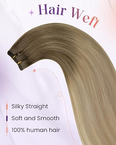 Miniatura 82 de LaaVoo Extensiones de cabello humano real para coser, extensiones de cabello humano de doble trama, color negro azabache, 18 pulgadas, 3.53 onzas