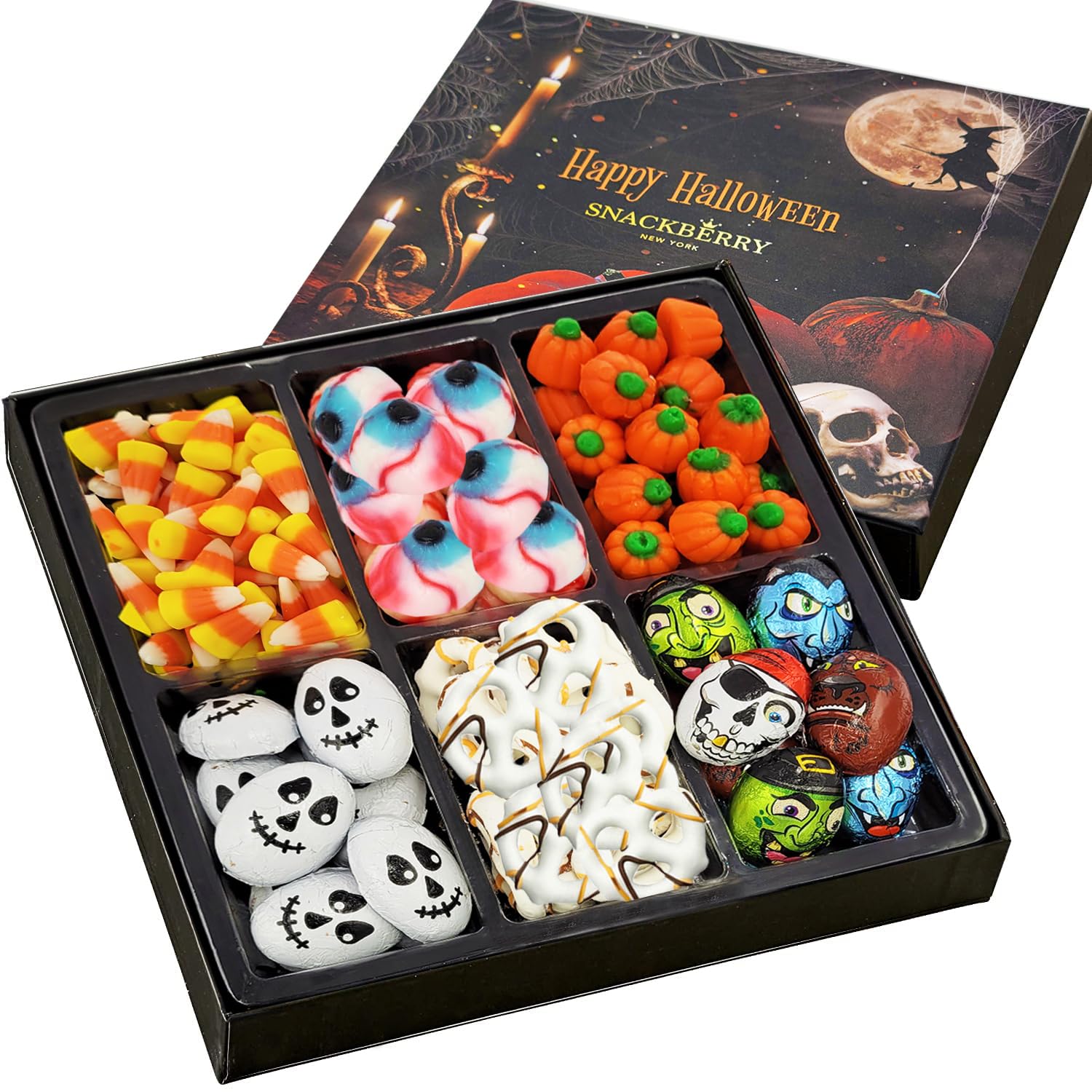 ((BB:06/30/2026))Halloween Candy, Gift-Basket, Candy Corn, Skulls & Monsters, Eyeballs, Trick or Treat, by Snackberry (Variety Pack)