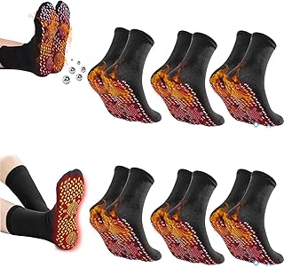 SPORF 6pairs Tourmaline Acupressure Self-Heating Shaping Socks, AFIZ Tourmaline Slimming Health Sock, VeinesHeal Hyperthermia Socks, UriGone Tourmaline FIR Therapy Sock for Gout (Black)