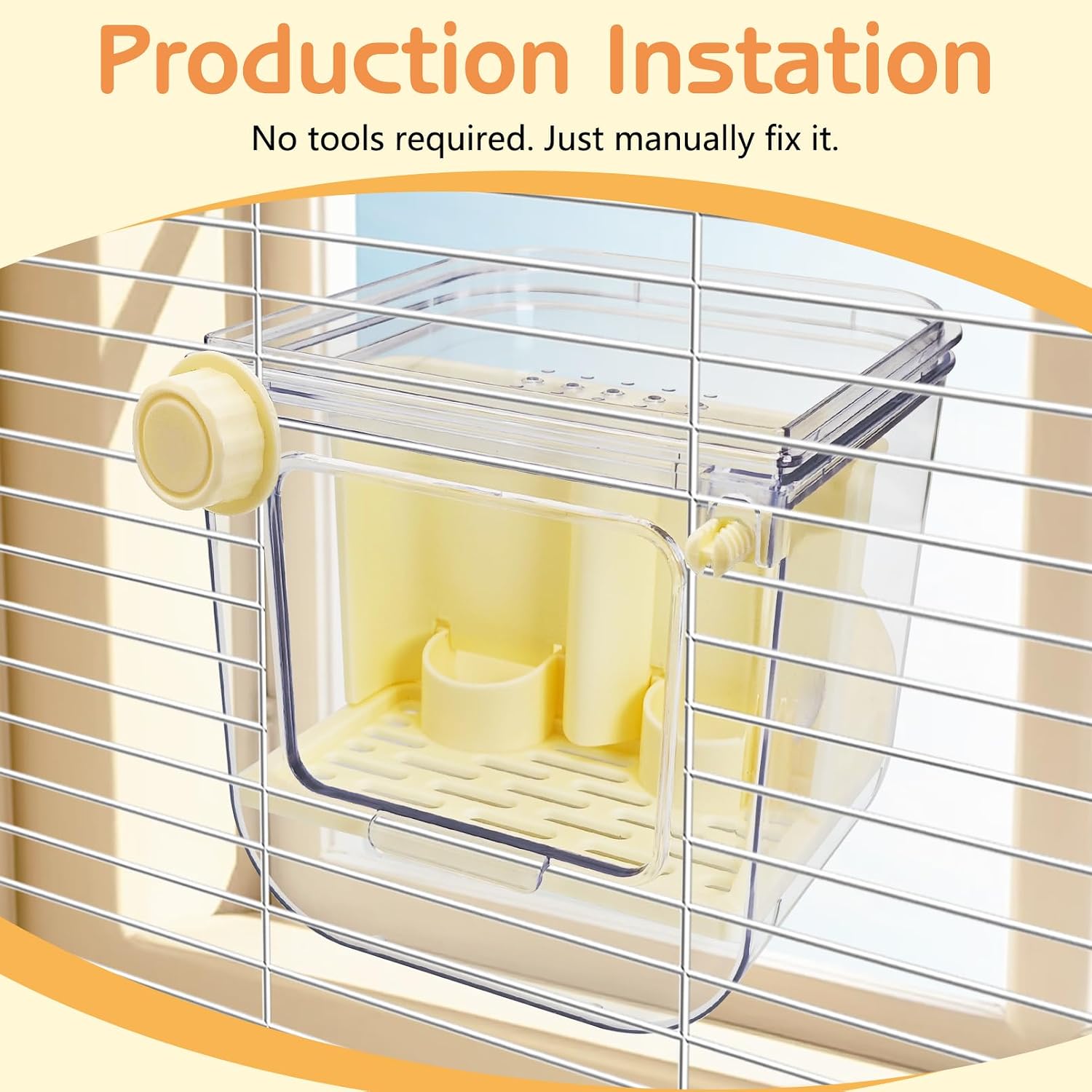 Atapal Hanging Bird Feeder No Mess Bird Feeder for Cage Transparent Parrot Seed Food Container Cage Accessories for Lovebirds Finches Parakeets Budgies and Other Small to Medium Birds image 5