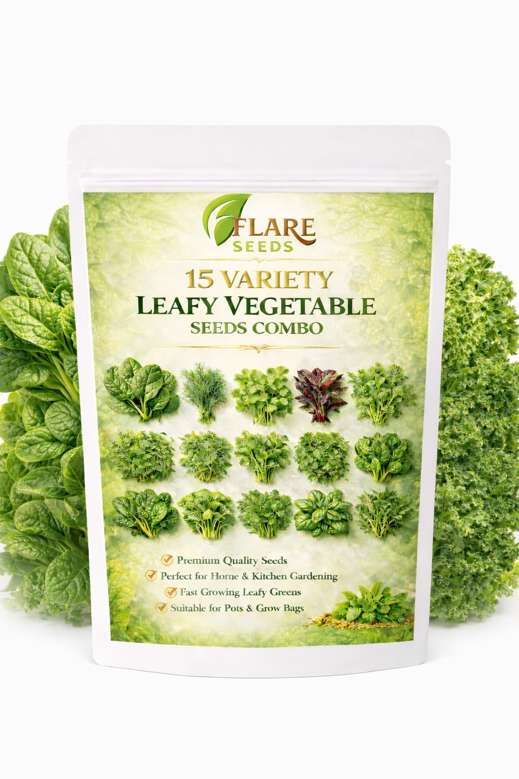 Flare Seeds 15 Variety Leafy Vegetable Seeds Combo, Fast Growing Greens for Home and Kitchen Gardening-image-40
