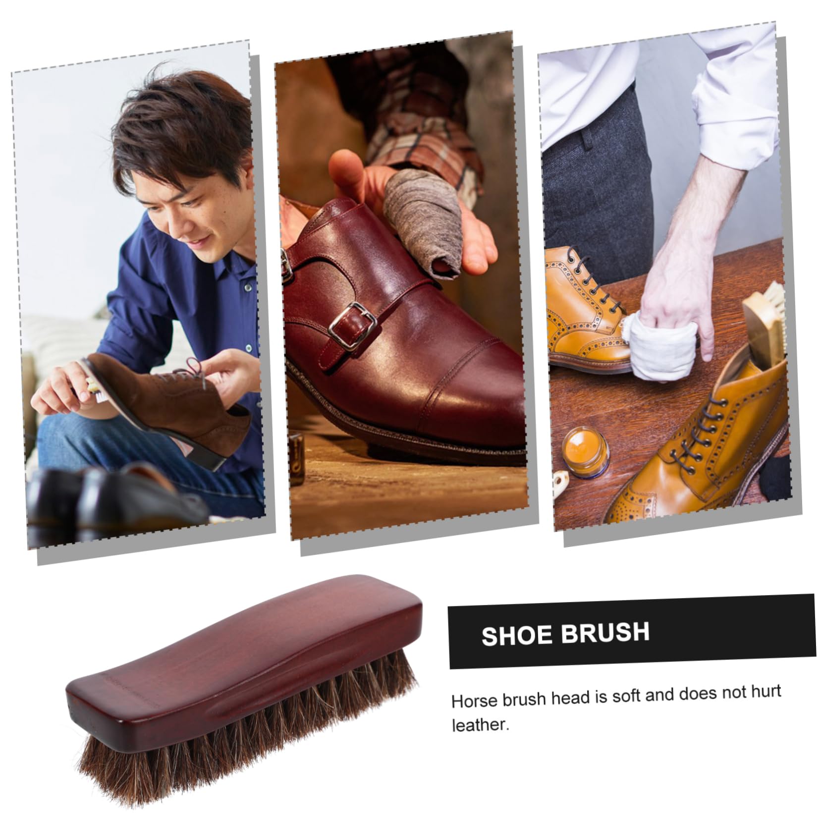 BESPORTBLE 5 Pezzi Spazzola Per Scarpe in Legno Spazzola Da Scarpe Stivali Setola Macchia Spazzola Per Lucidare Le Scarpe Sulle Scarpe Strofinare Piccolo Pulito Scarpa Pulita Marrone Di Legno