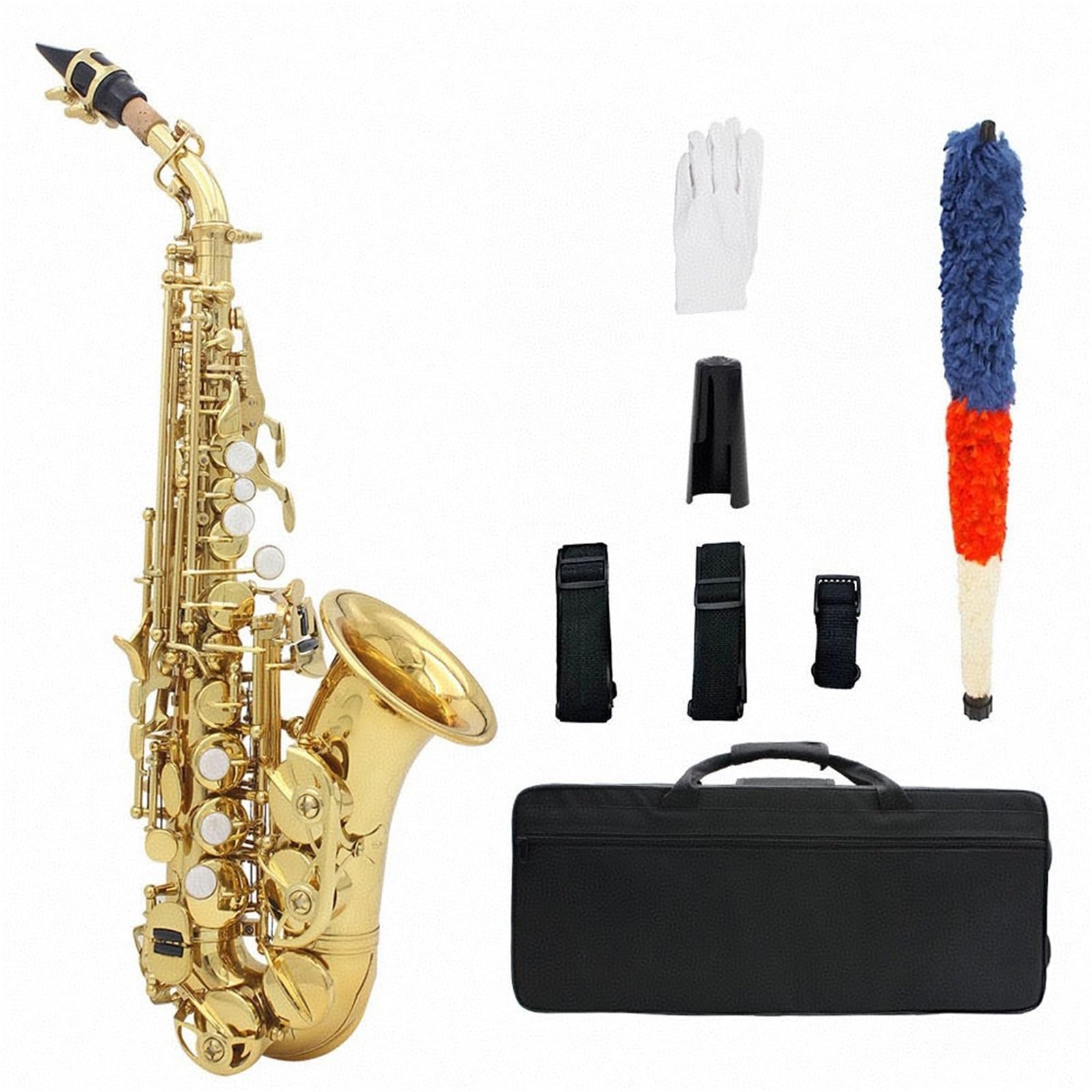 Saksofony Dla Początkujących Saksofon Sopranowy W Tonacji B Korpus Mosiężny Ręcznie Rzeźbiony Instrument(Gold saxophone)