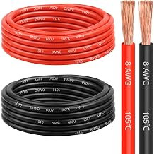 8 Gauge Wire 15 Feet, 8 AWG Pure Copper Wire, 8AWG Red and Black Oxygen Free Stranded Low Voltage Wire for Solar Panel, Automotive, Audio Auto, LED Lighting, Generator8 AWG 15FT