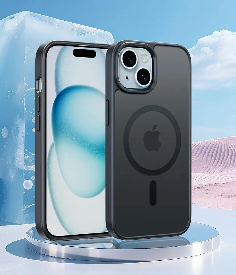 Capa para iPhone 15 Plus, capa para iPhone 14 Plus, [compatível com Magsafe] Proteção de nível militar, anti-impressões digitais, pele fosca resistente a quedas magnéticas, sensação nas costas, à