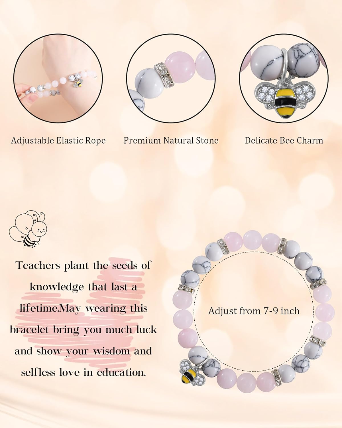 Teacher Appreciation Gifts for Women, Teacher Gifts, Bus Driver Appreciation Gift, Graduation Gift for Him Her, Natural Stone Bracelets, Class of 2026 - Image 5