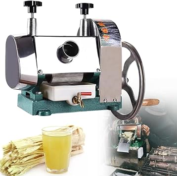 Stainless Steel Commercial Juicer Machine Sugar Cane Press Juice Machine Manual Squeezer Mill 50Kg/H 2.48inch Feed Port 3 Steel Rollers,for Fruit Shops,Cold Drink Shops,Schools