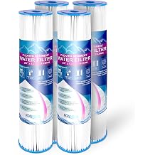 Big 20 x 4.5 inches Pleated Washable & Reusable Sediment Filter 5 Micron Amplified Surface Area, Removes Sand, Dirt, Silt, Rust, Extended Filter Life for 20" Big Housing Set of 4