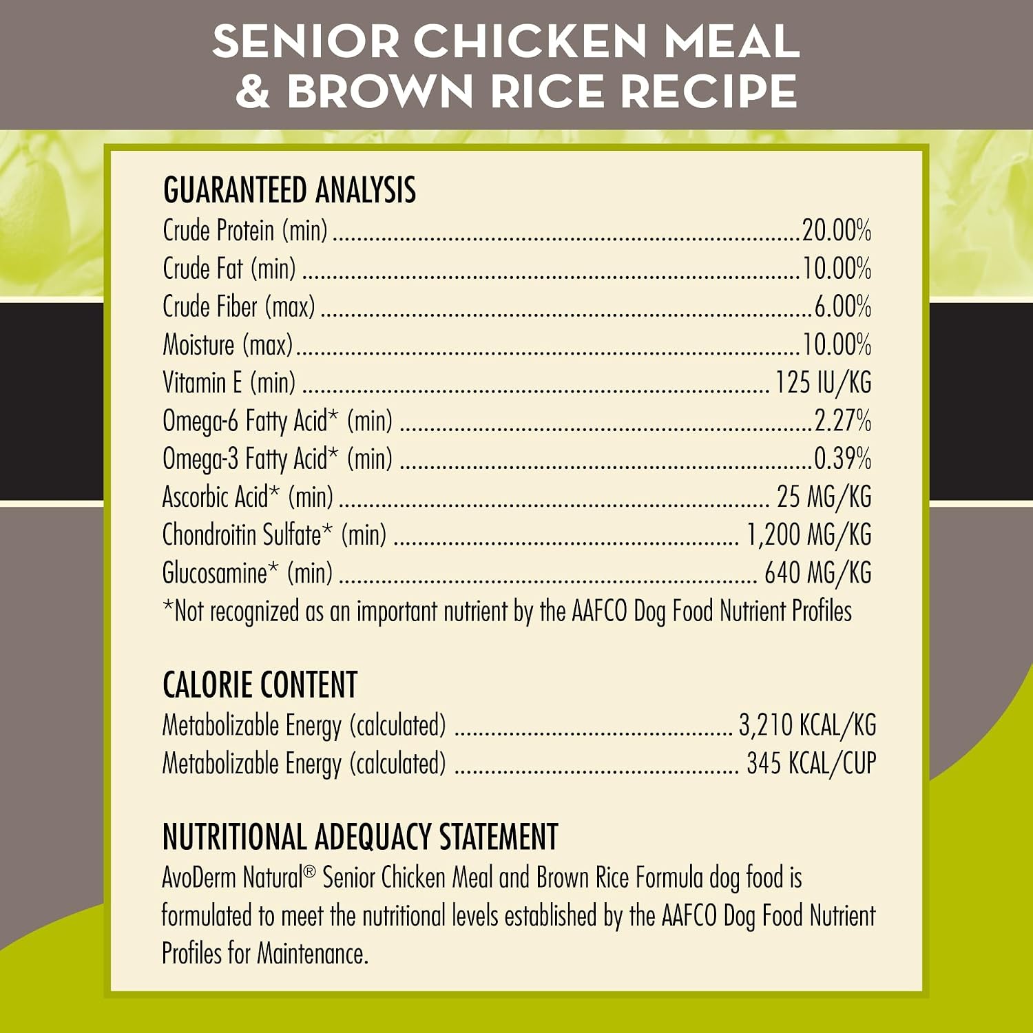 AvoDerm Natural Chicken Meal & Brown Rice - Senior Dry Dog Food 4.4 lb