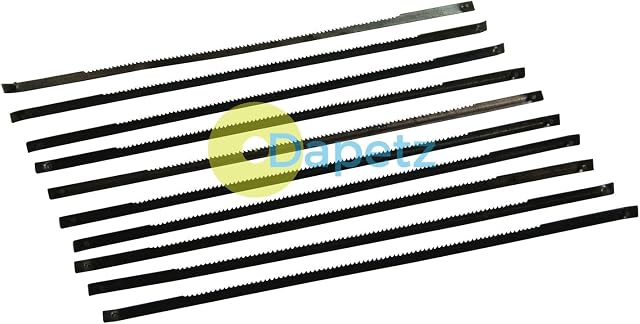Dapetz ® Pack of 10 Scroll Saw Blades 24tpi 130mm Long Pin End Cutting Plastic Wood Metal Alternate Off-Set Teeth Cutting Length 3mm Wide x 0.4mm Thick