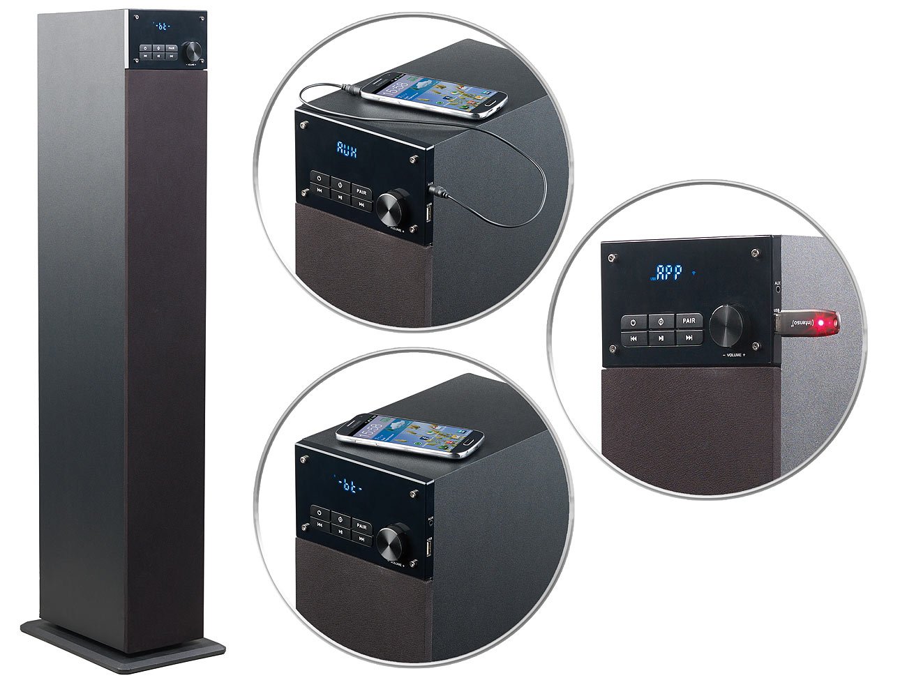 Tour haut-parleur multiroom 2.1 wifi / bluetooth 160 W MSX-280.bt [Auvisio]