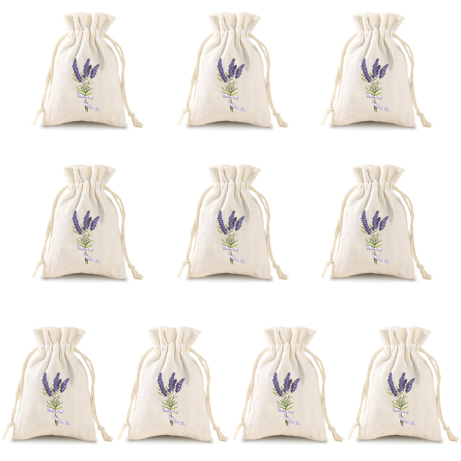 ELNX 10 Pcs Lavender Bags for Moths 10x15cm Drawstring Empty Lavender Pouches to Fill for Dried Flowers Spices Herbs Jewellery