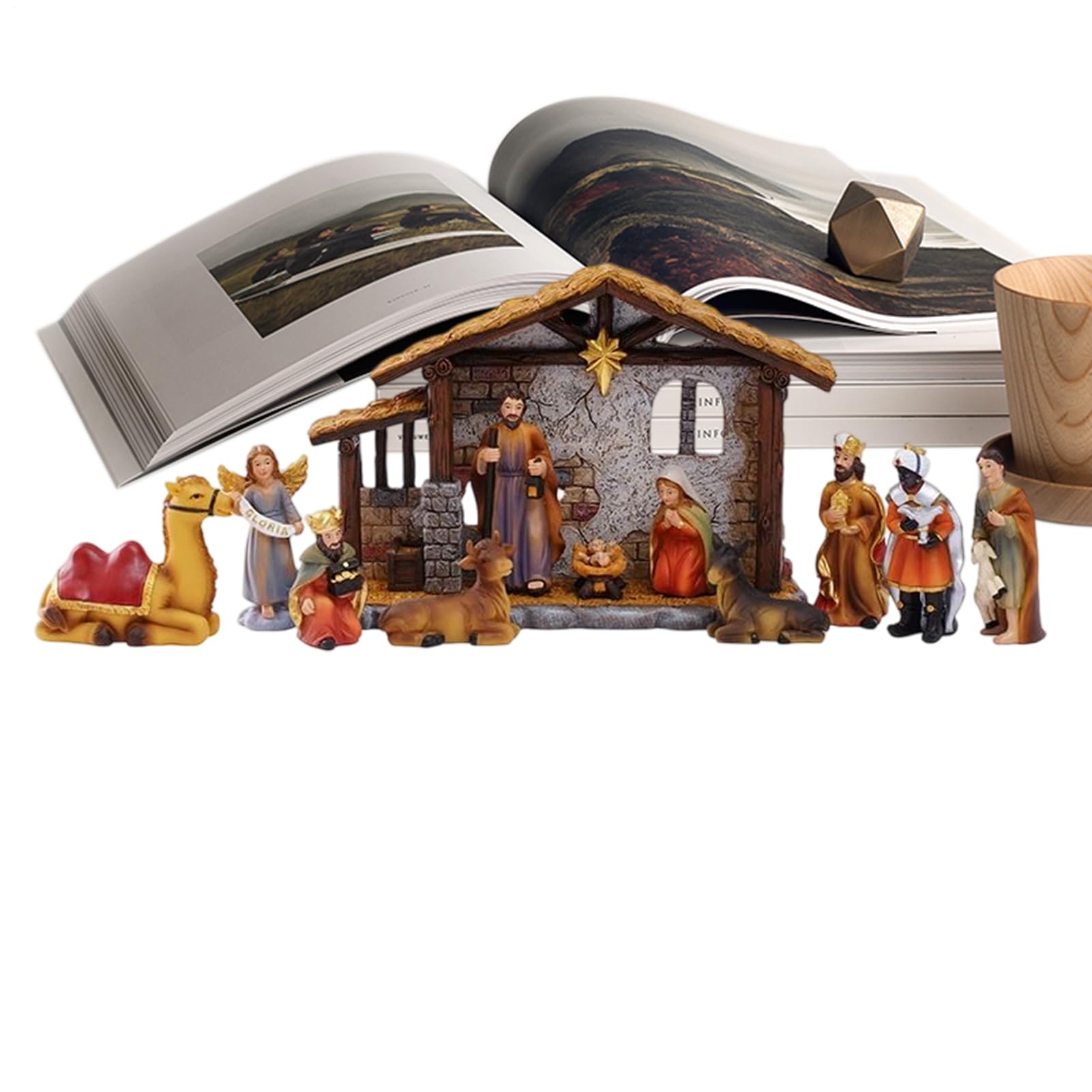 Christmas Nativity Zestaw Wnętrz Figurki Religijna Kolekcja