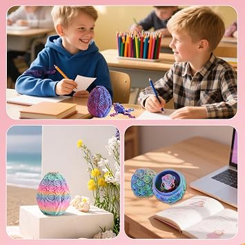 3D Printed Mini Frog, Mystery Frog with Eggs,3D Printed Rose Egg with Articulated Frog Inside, Adults Kids Fidget Toys Christmas, Multi Color for Home Office Decor (Purple)