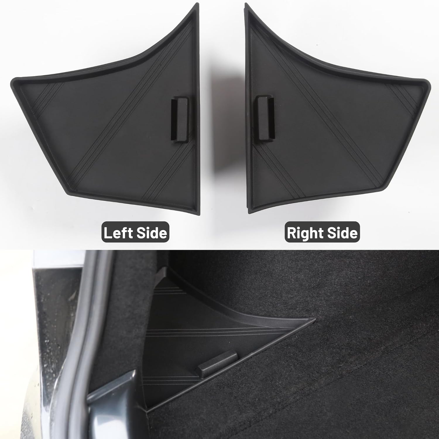 For Tesla Model 3 2024 Refresh (Highland) Trunk Side Storage Bins, TPE Trunk Organizer with Lid, Car Travel Essentials Inside Interior Waterproof Storage Box Accessories - 2 Pack