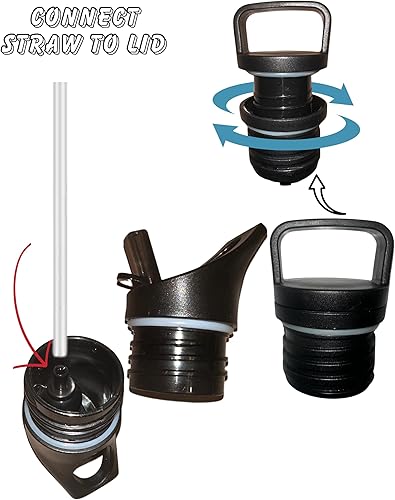 Miniatura 4 de HYDRATION LOTUS - Botellas de agua de acero inoxidable con pajilla, para bebidas calientes y frías, de doble pared, con aislamiento térmico y a