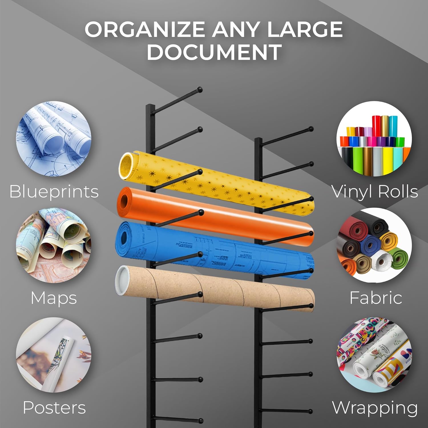 Wall Mount Blueprint Holder Storage Organizer - 34 Slot Blueprint Storage Rack - Blue Print Storage Organizer for Poster Storage, Construction Paper Storage, Map Storage (17 Tiers)