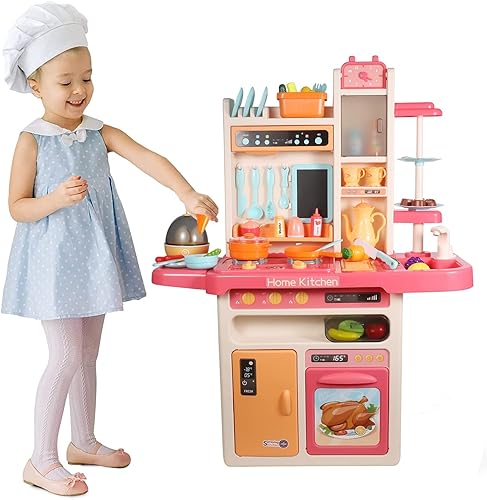 Miniatura 4 de Juego de cocina interactivo para niños con luces y sonidos realistas, juego de juguete de chef para niños y niñas, incluye más de 65 accesorios: