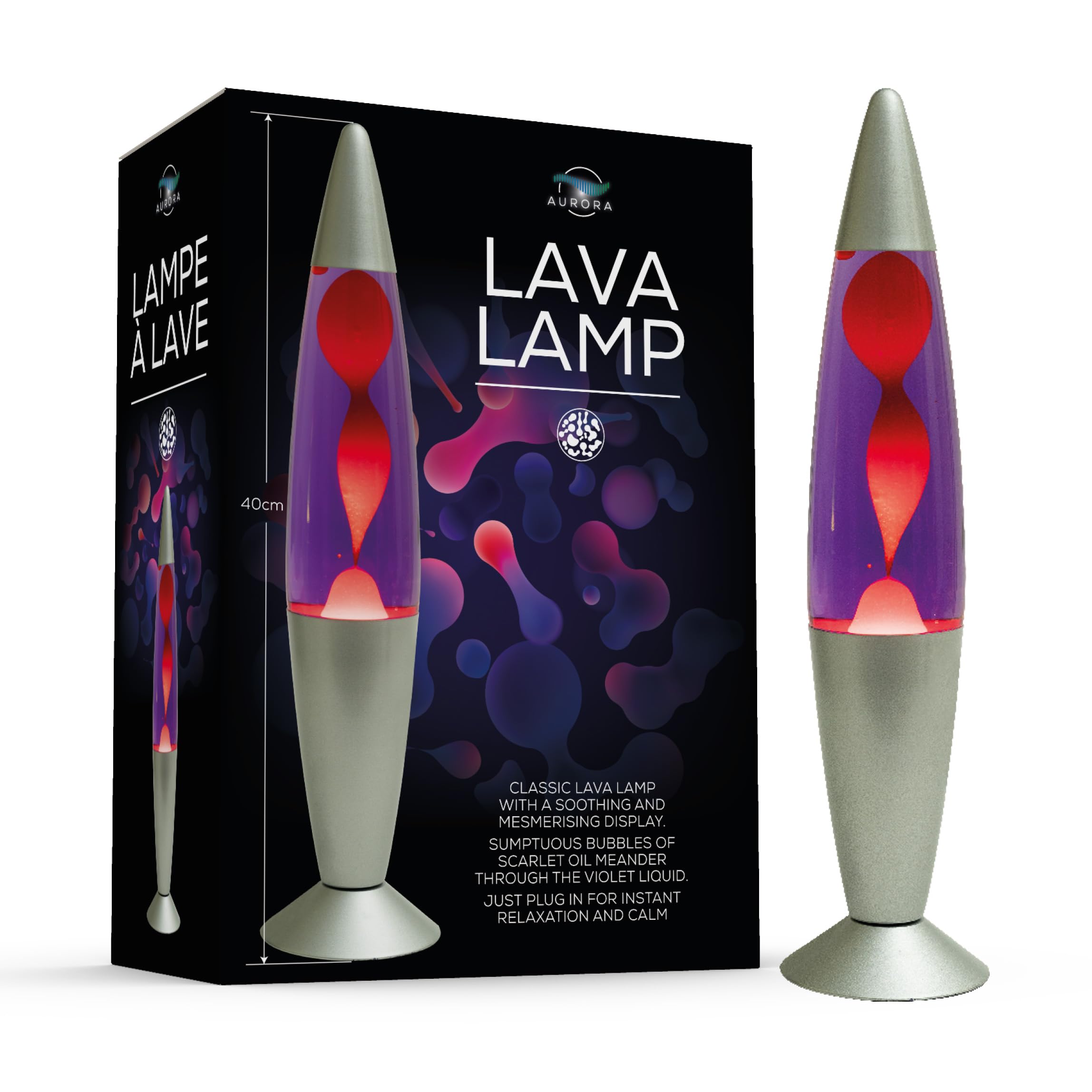 Funtime Gifts Lava Lamp Light Purple 40 Cm Wax Liquid Relaxation Home ecor