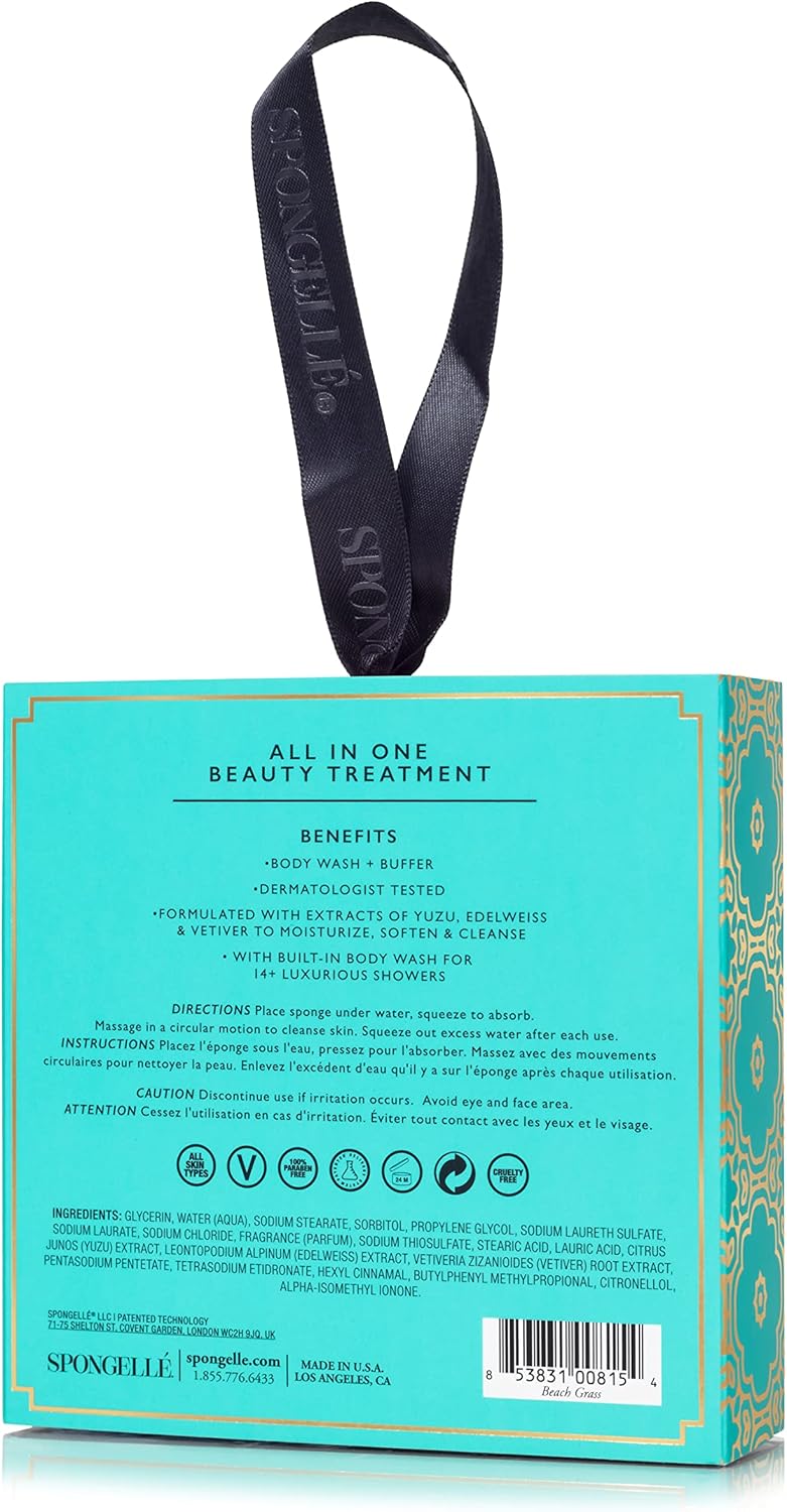 SPONGELLÉ Boxed Flower Shower Body Wash Infused Buffer, Beach Grass - Image 4