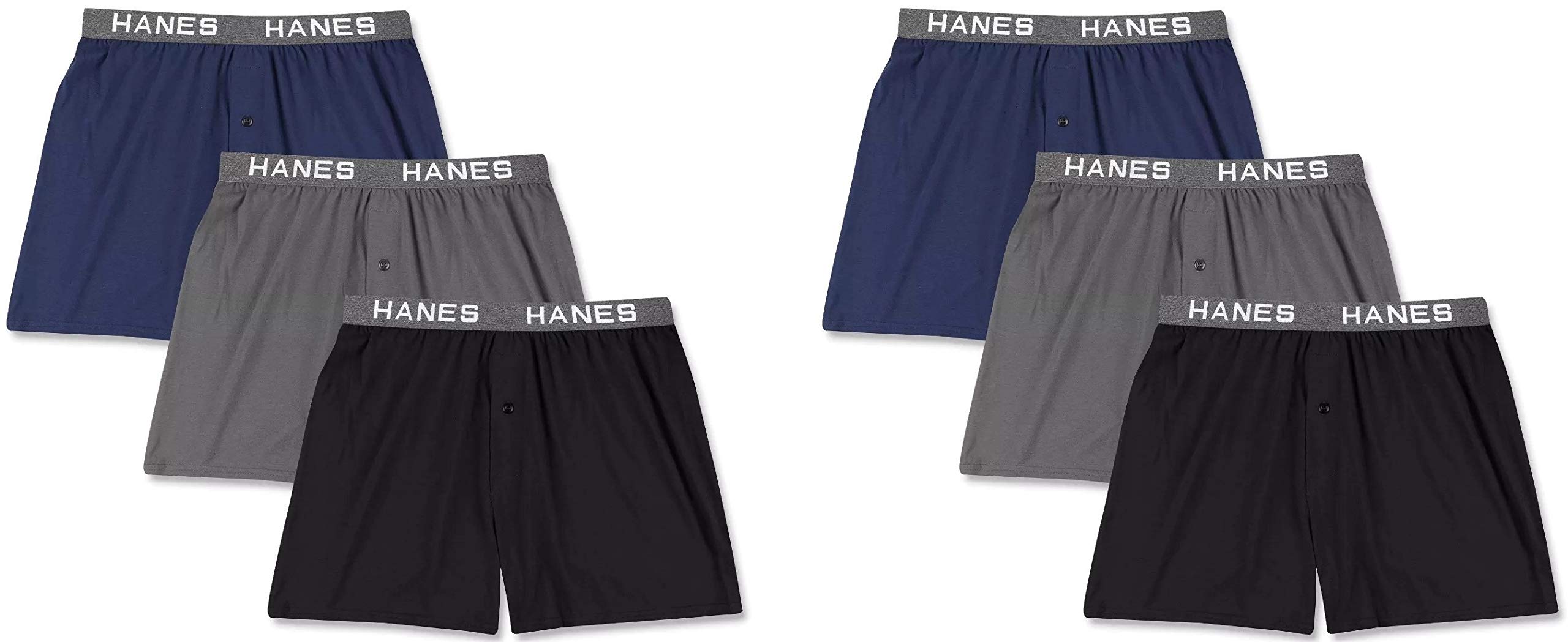 HanesMen's Knit Boxers 6-Pack Cotton Modal Blend Premium Luxury Softness Comfortblend