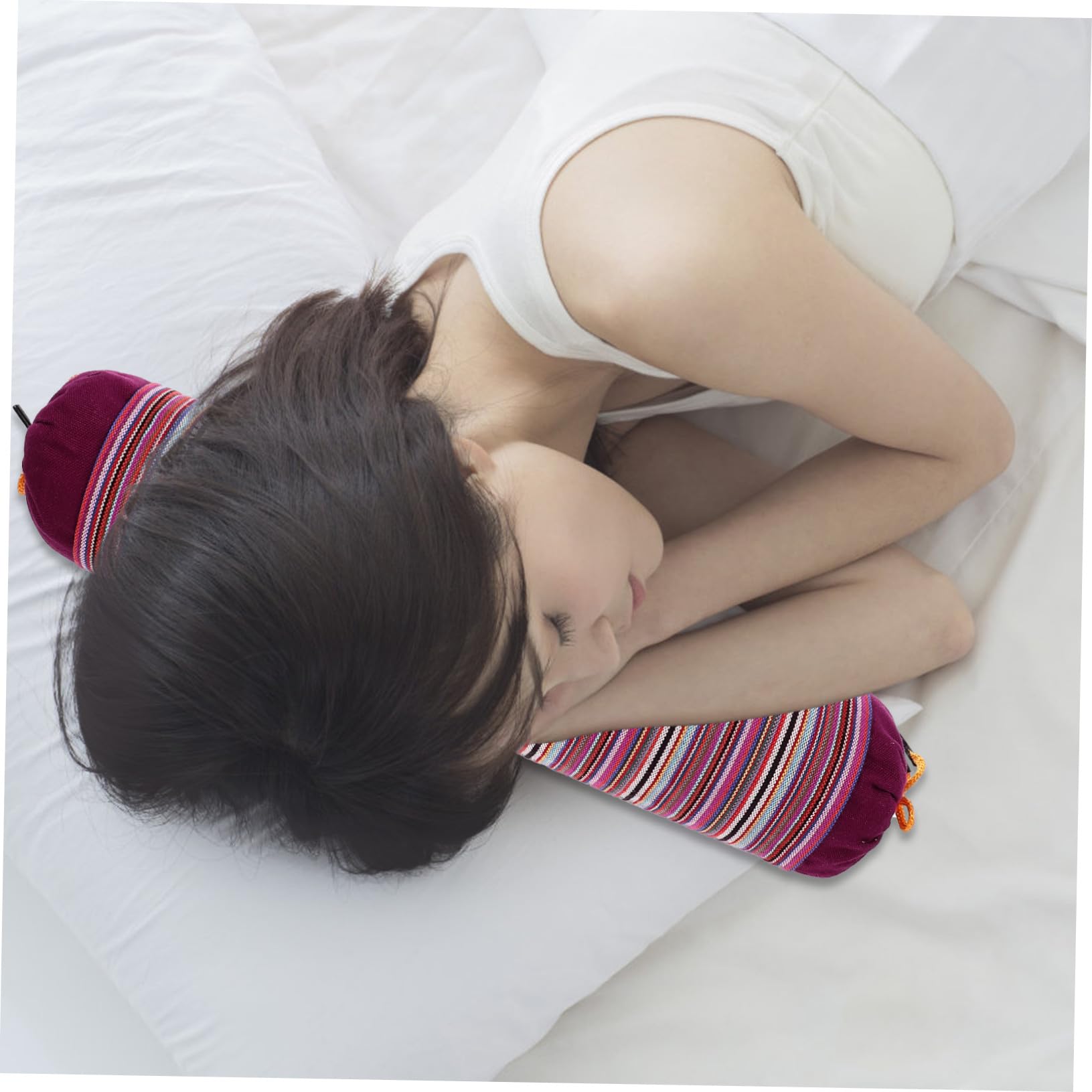 2 Almohadas Cervicales Redondas Soporte para Cuello de Algodón