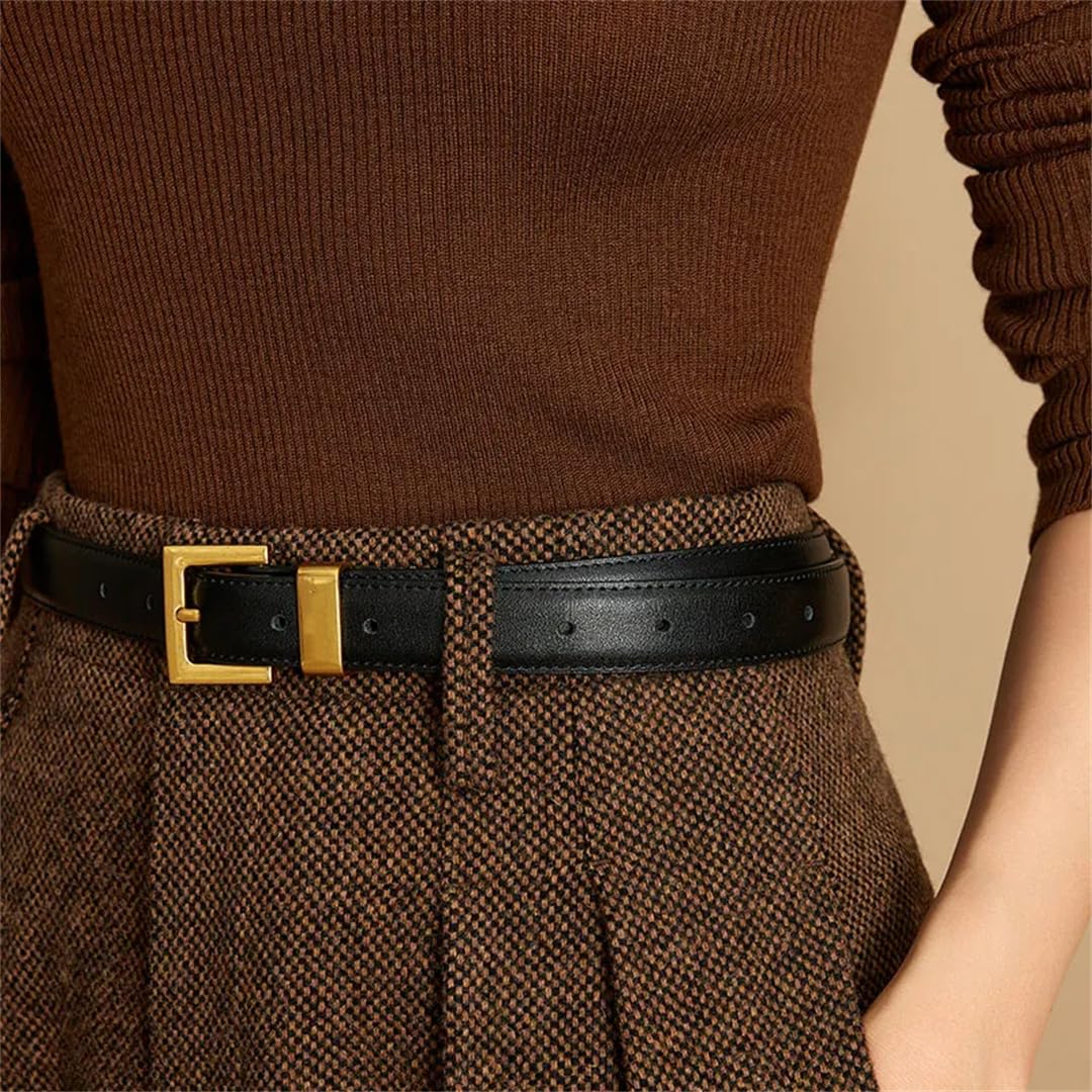 Donne di Lusso Della Mucca Split Cinture In Metallo Fibbia Dorata Cinghia Jeans Accessori Vestito Cintura