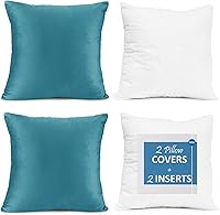 Vista 1 de Juego de 2 rellenos de almohada con terciopelo suave y sólido, juego de fundas de almohada cuadradas decorativas para sofá, automóvil, dormitorio