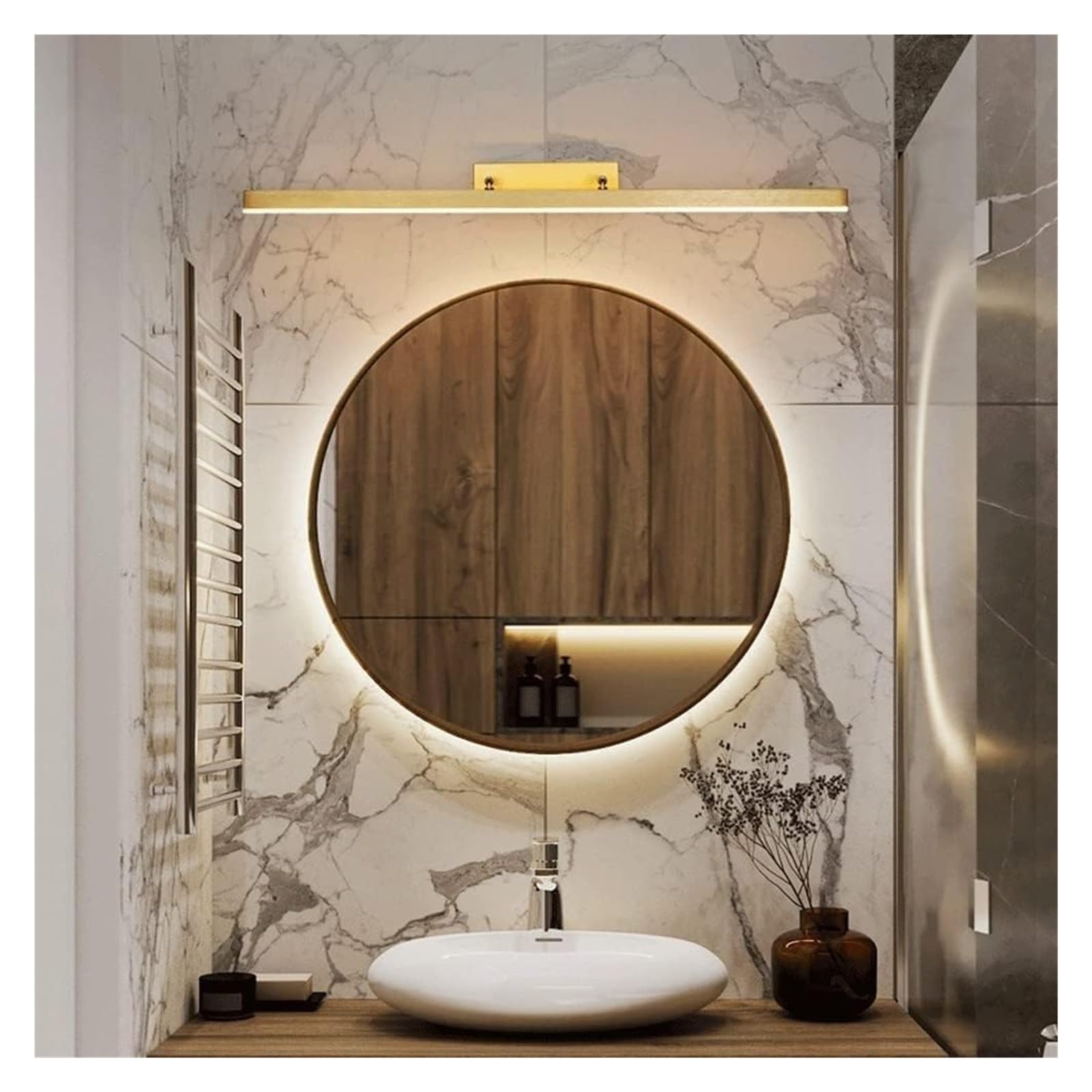 Apliques Espejo De Baño Luz De Pared, Apliques De Pared, Luz Frontal De  Espejo Minimalista Luz De Tocador Moderna Lámpara De Pared Larga Compatible  Con Lavabo Baño Inodoro Luz De Espejo De