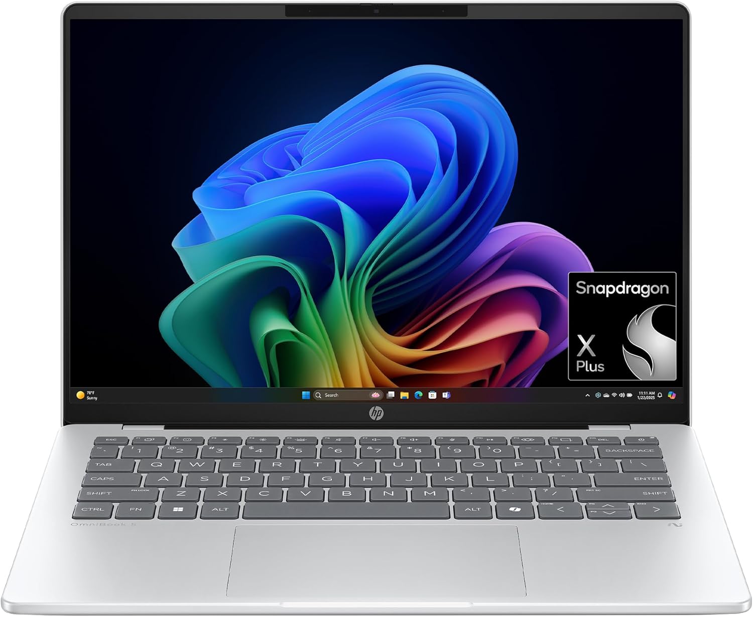 HP OmniBook 5 14 inch Next Gen AI PC, OLED Display, Snapdragon X Plus X1P-42-100, 16 GB RAM, 1 TB SSD, Qualcomm Adreno GPU, Windows 11 Home, Copilot+ PC, Glacier Silver, 14-he0099nr HP OmniBook 5 14 inch Next Gen AI PC, OLED Display, Snapdragon X Plus X1P-42-100, 16 GB RAM, 1 TB SSD, Qualcomm Adreno GPU, Windows 11 Home, Copilot+ PC, Glacier Silver, 14-he0099nr