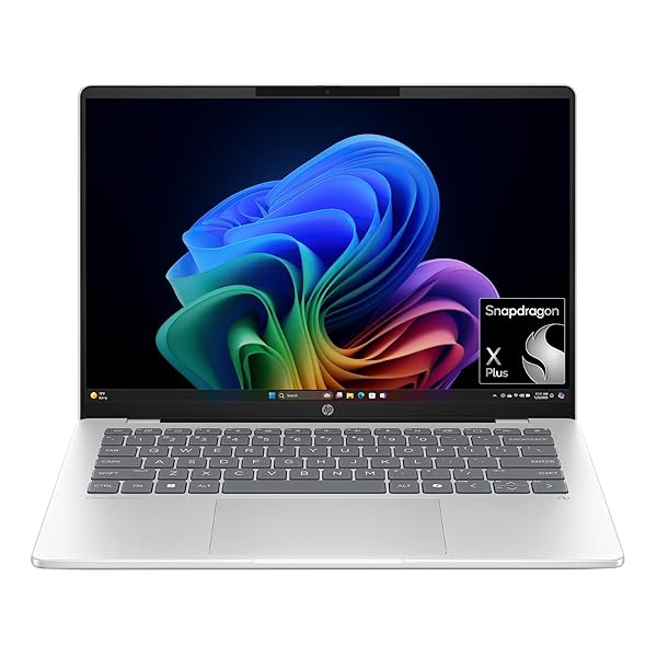 HP OmniBook 5 14 inch Next Gen AI PC, OLED Display, Snapdragon X Plus X1P-42-100, 16 GB RAM, 1 TB SSD, Qualcomm Adreno GPU, Windows 11 Home, Copilot+ PC, Glacier Silver, 14-he0099nr