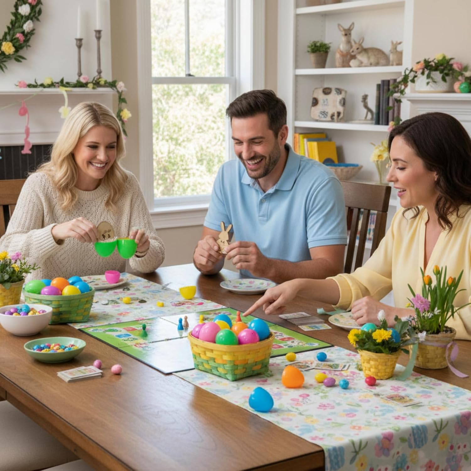 ShinyRelief 90 Pcs Wooden Easter Egg Tokens Easter Basket Stuffers Easter Egg Fillers for Adults Easter Egg Hunt Party Favors Family Games Reward