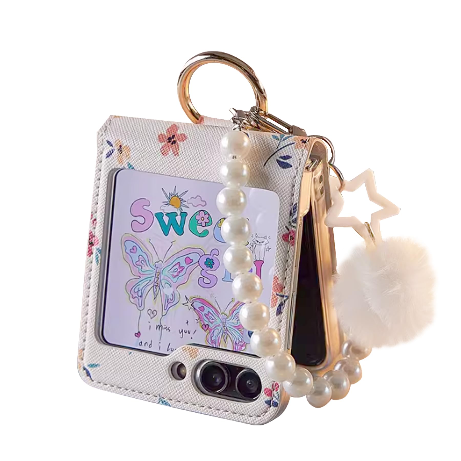 Yohulod for Samsung Galaxy Z Flip 6 Case Cute Cover with Hinge Protection & Chain, Kawaii Stylish Z Flip 6 Phone Case for Women, Shockproof Protective